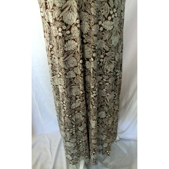 J. Jill Women's Brown & Cream Floral Print Short Sleeve Stretch Maxi Dress Large - Picture 3 of 10